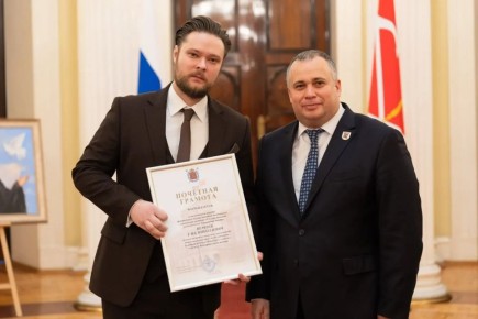 Уроженец Иркутска Глеб Перязев удостоен почетной грамоты Заксобрания Санкт-Петербурга