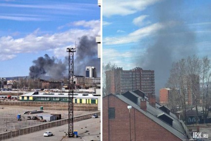 Недалеко от центра Иркутска загорелось складское помещение