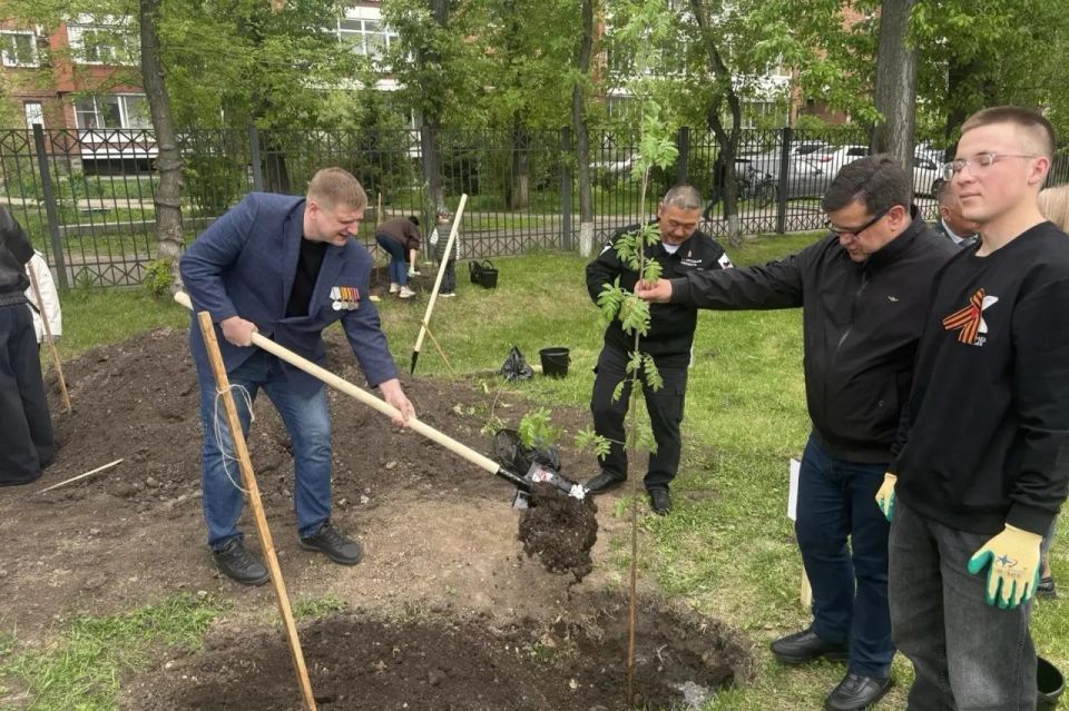 Аллею защитникам Отечества высадили на территории школы № 21 им. Ю.А. Гагарина в Иркутске