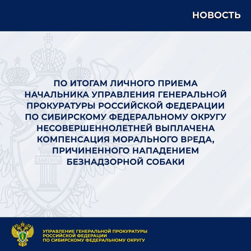 На личный прием к начальнику управления Генеральной прокуратуры Российской Федерации по Сибирскому федеральному округу обратилась жительница Иркутской области по факту нападения бездомной собаки на ее дочь